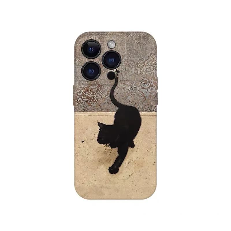 Yellow Classic Black Cat and Wall Phone Case for IPHONE 17Air 16E 15PROMAX 14Plus 13 12 MINI 11PRO 16Plus XR Acrylic Phone Cover