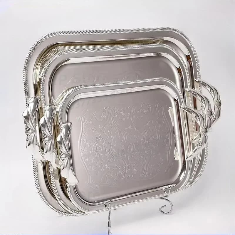 Stainless Steel Square Fruit Plate Creative Simple Design Home Garden Tray High End Serving Dish for Modern Kitchen Decor