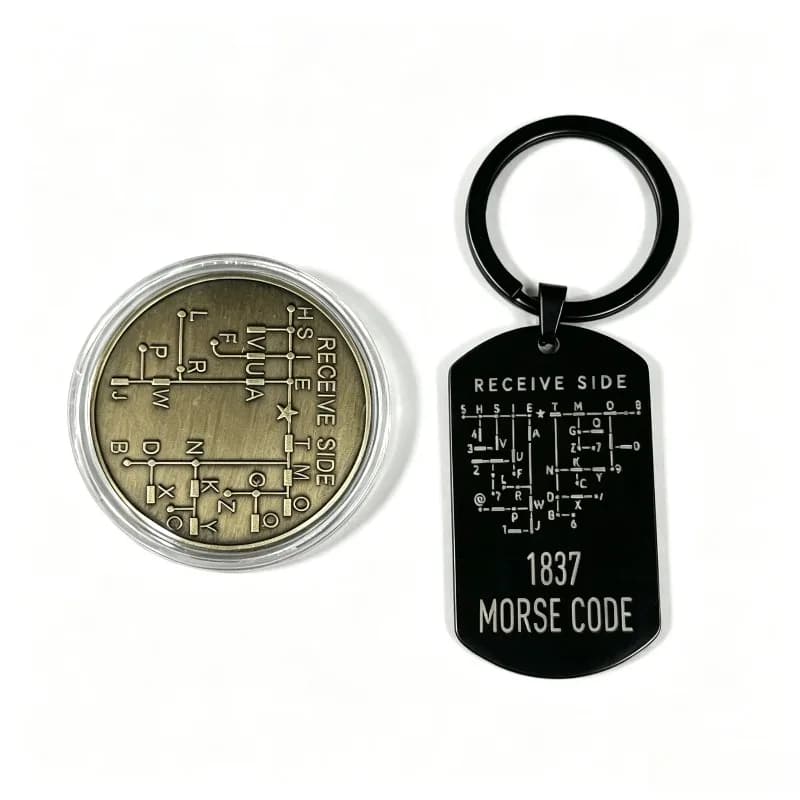 1Pc Morse Code Learning Tool - Training Coin Commemorative Badge for Novice Radio Enthusiasts History Buffs Morse Code Practice