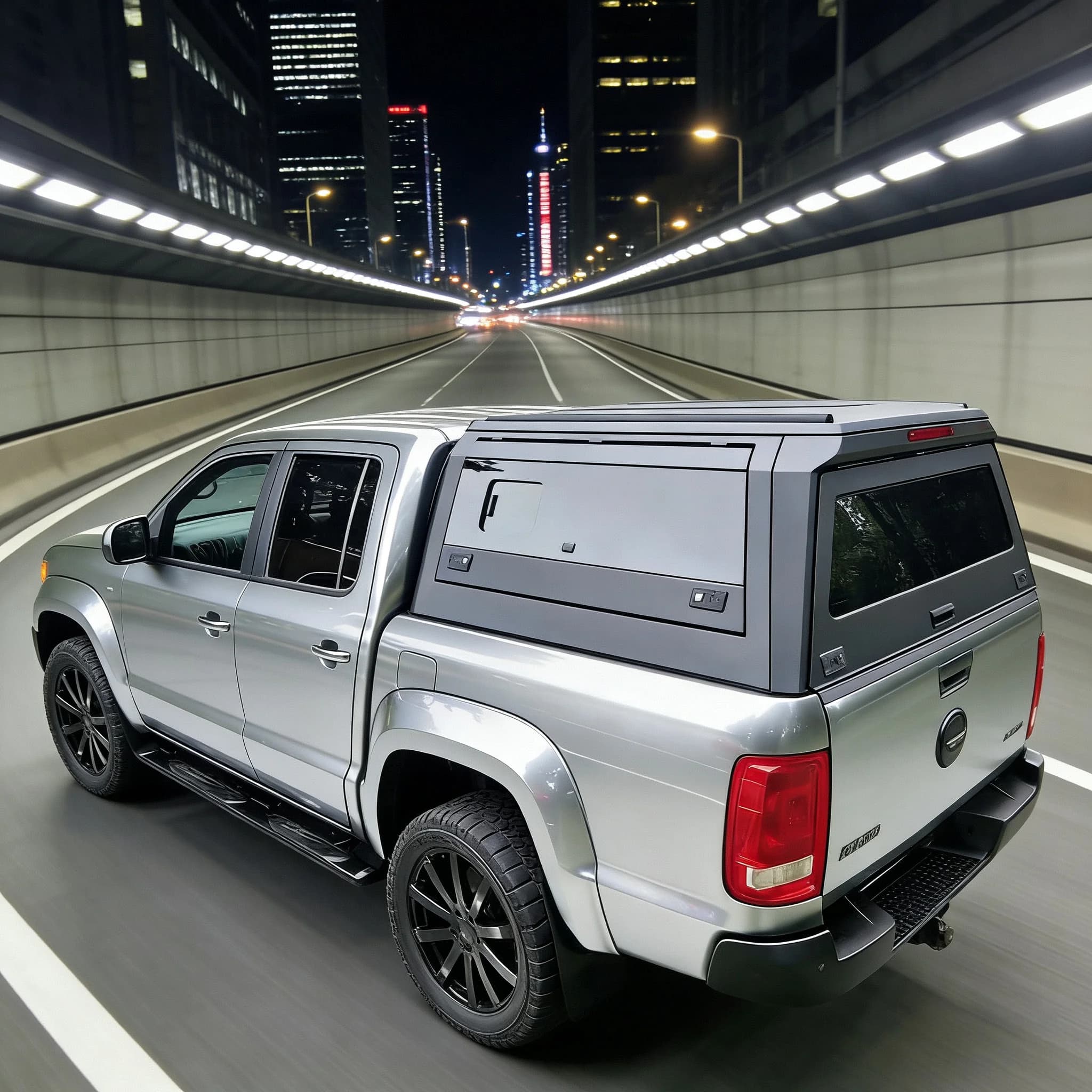 For Amarok 2010+ Aluminum Alloy Roll-Up Canopy with Glass Panel Tailbox Key Anti-Theft Waterproof No Drill Installation Snap-On