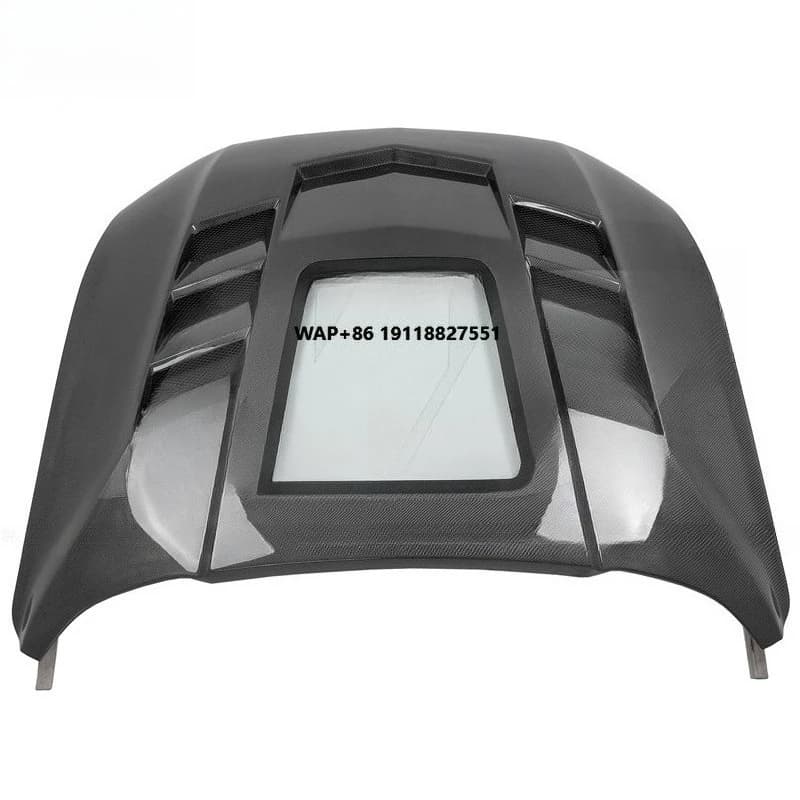 Carbon Fiber Hood With Glass for 2018-2020 Mustang Engine Hood