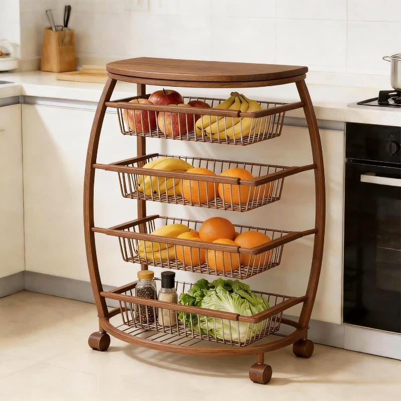 Kitchen Floor Rack Removable Fruit and Vegetable Storage Rack Household Multi-layer Dishes Cart