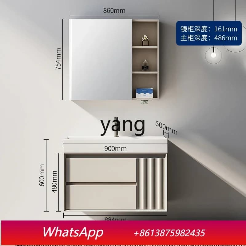 LTK bathroom cream wind solid wood bathroom cabinet combination ceramic integrated basin