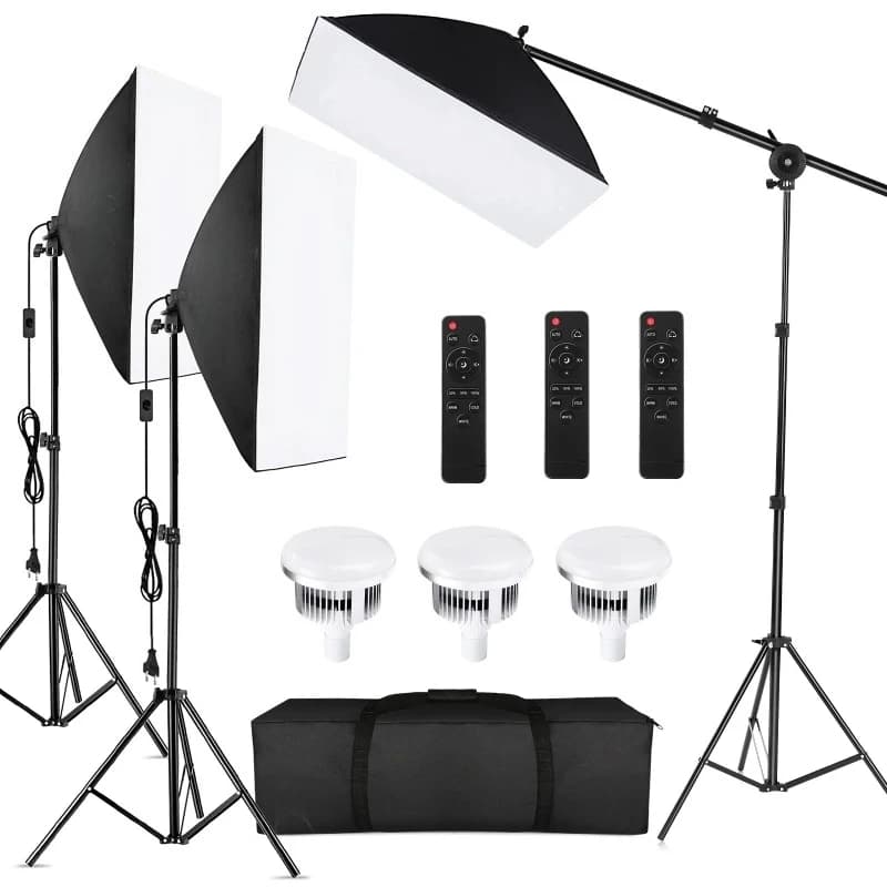 Studio Photography Light Kit Softbox Lighting Set with 85W 2800K-5700K Bi-color Temperature LED Light * 3 + 50x70cm Softb