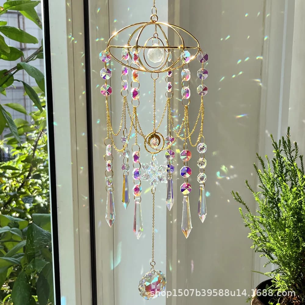 ZML window decoration hanging planet acrylic hand crystal wind chimes
