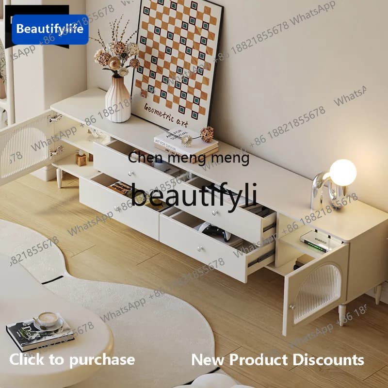 178CC Light luxury cream wind TV cabinet coffee table combination high-end living room household floor cabinet