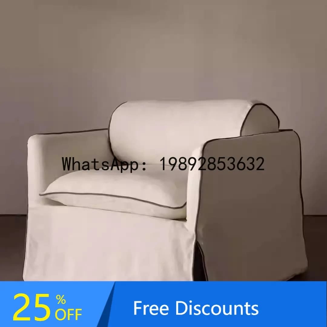 CZ  Japanese Wabi-Sabi Style Single Sofa Lazy Leisure Sofa Linen Fabric Removable Washable Sofa