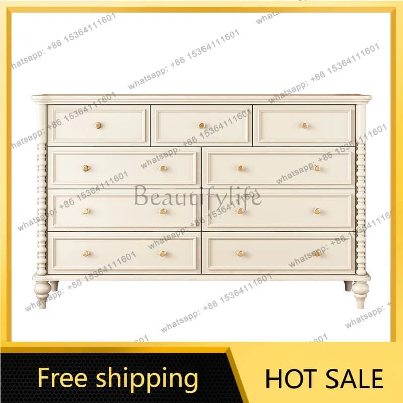 FG American solid wood chest storage against the wall French storage cabinet