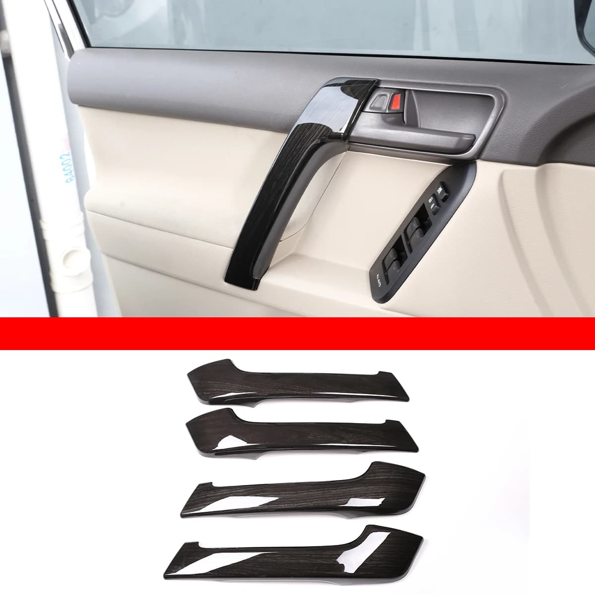 Inner Door Pull Handle Protector Cover Car Interior Door Handle Trim Sticker For Toyota Land Cruiser Prado LC150 J150 2010-2018
