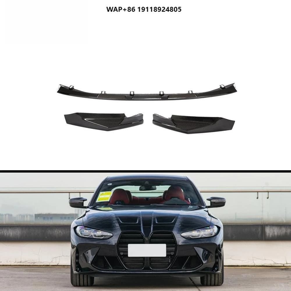 3Pcs M4 Dry Carbon Fiber Car Front Bumper Lip for B-MW G80 M3 G82 M4 2021-2022