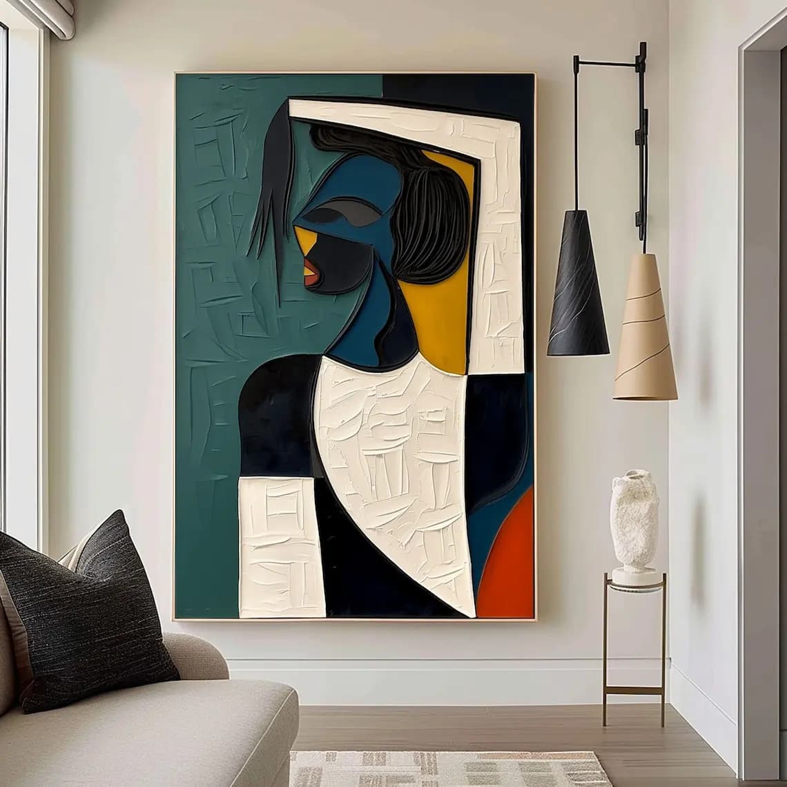 Large Colorful 3D Textured Mural Original Hand-painted Abstract Canvas Painting Picasso-style Oil Painting Modern Wall Art Decor