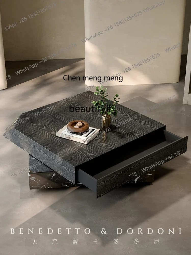 Living room coffee table light luxury high-end Italian marble minimalist creative home small
