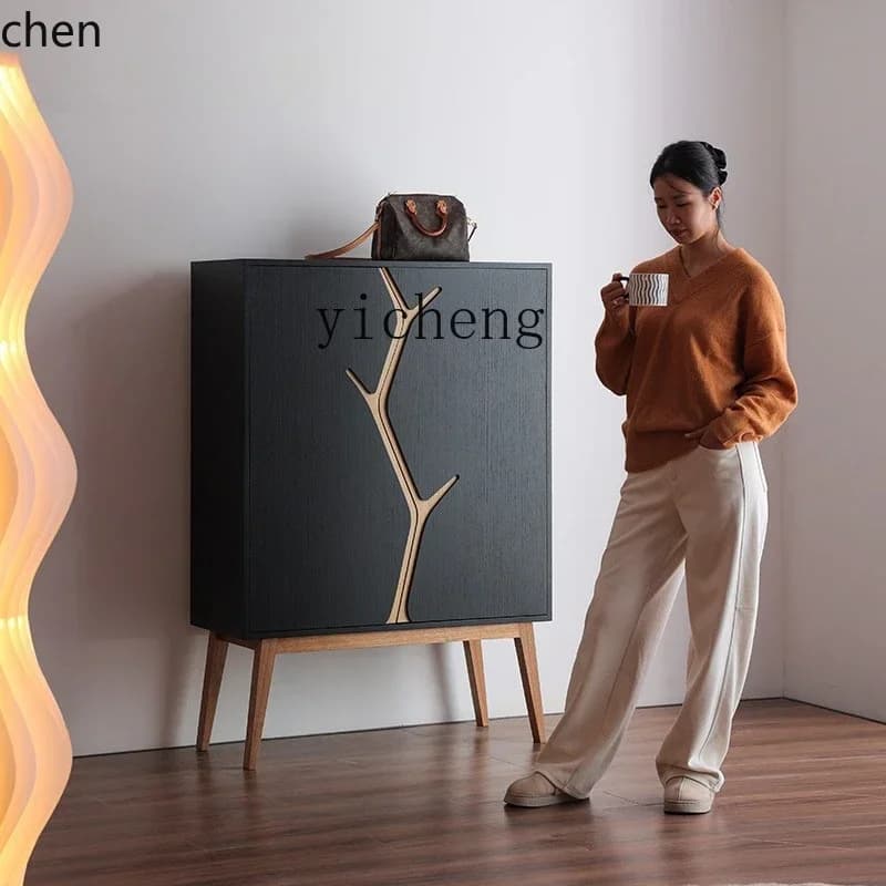 - Shoe Cabinet Home Entrance Storage Cabinet Indoor Entryway Storage Living Room Solid WoodN8