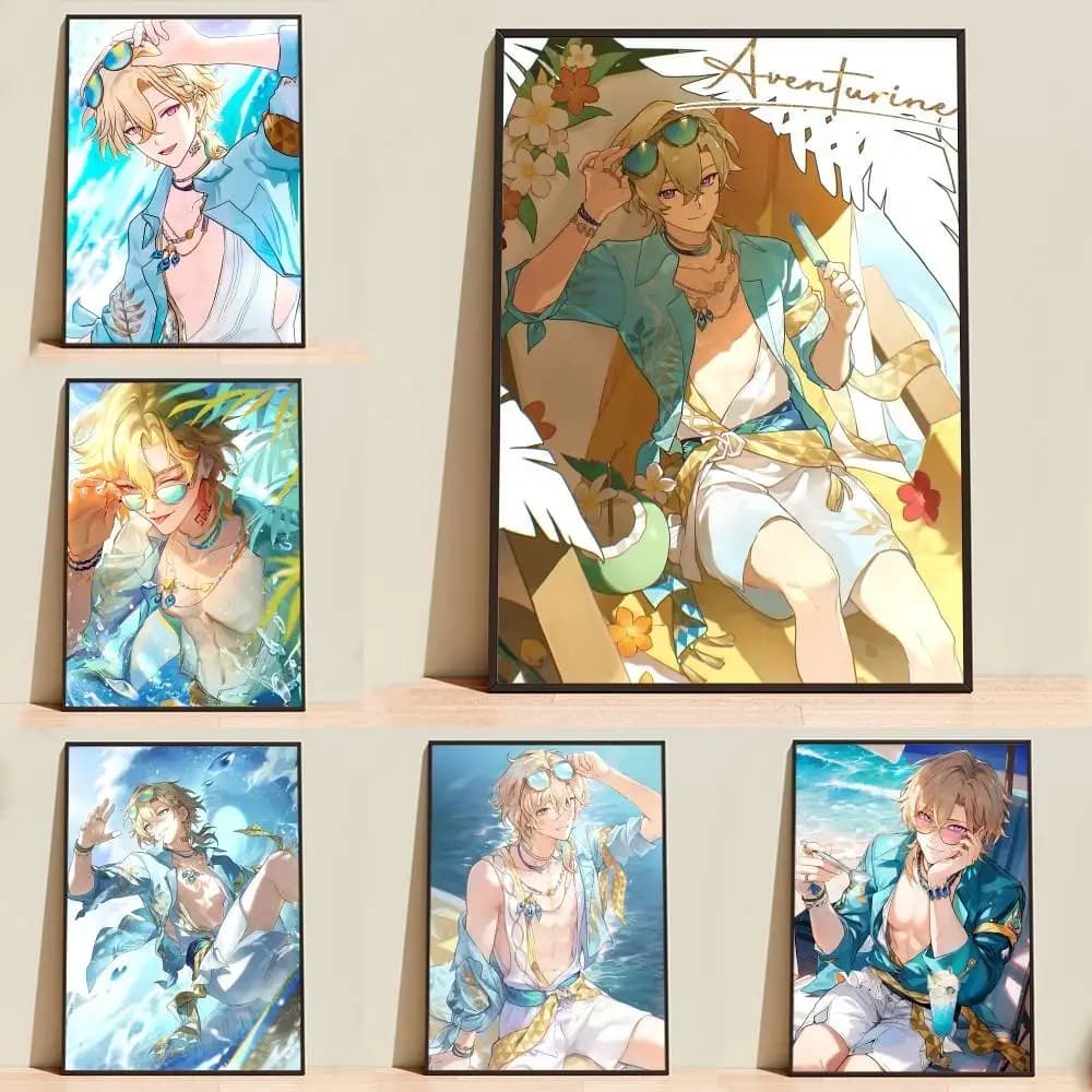 A-Aventurine-Veraneio Game HSR Poster Self-adhesive Waterproof Paper Sticker Coffee House Bar Room Wall Decor