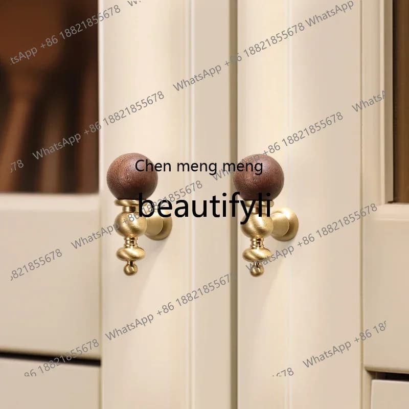zq1Retro walnut brass handle Medium antique bronze cabinet door Cabinet drawer handle Wardrobe door handle Light luxury