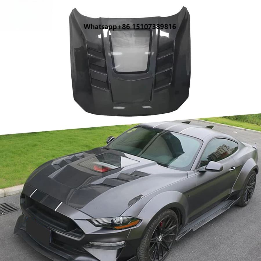 High Quality Carbon Fiber Front Engine Hood Bonnet Cover for Mustang 2018-2021 Front Bonnet Car Styling