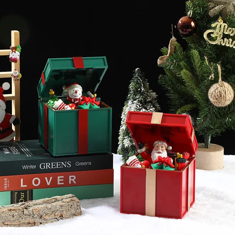 NEW Creative Atmosphere Christmas Luminous Band Music Gift Box Home Decoration Christmas Music Box Elderly Ornament Model Gift