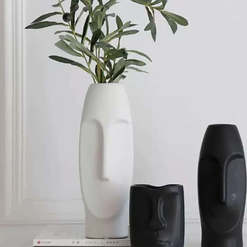 Nordic Creative Face Vase Decorative Ornaments Living Room Porch Study Homes Decorations Items Ceramic Crafts Decoration Home