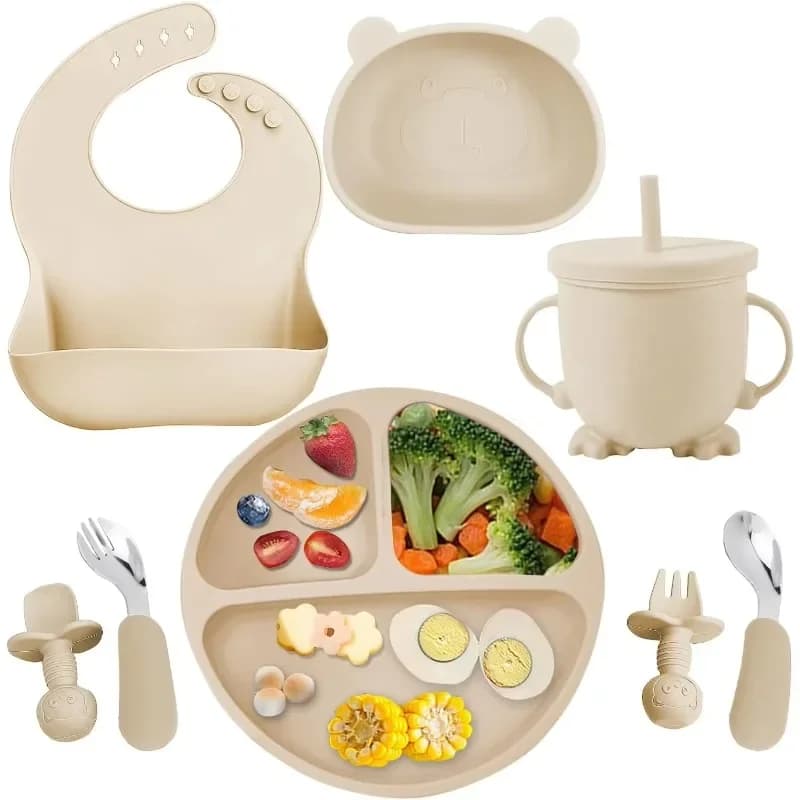 Children's tableware food grade silicone plate cup  set  set