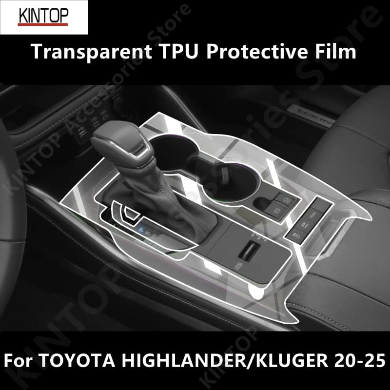 For TOYOTA HIGHLANDER/KLUGER 20-25 Car Interior Center Console Transparent TPU Protective Film Anti-scratch Repair Film