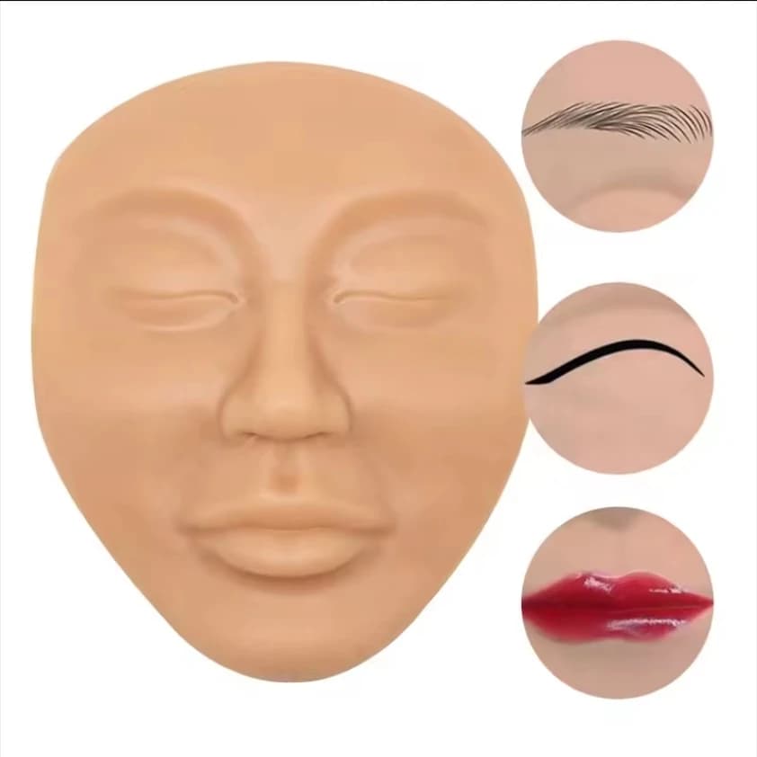 Self-Adhesive 5D Silicone Full Face PMU Practice Skin Reusable Tattoo Training Supplies