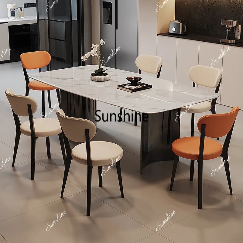Light luxury household rectangular dining table, small apartment dining table