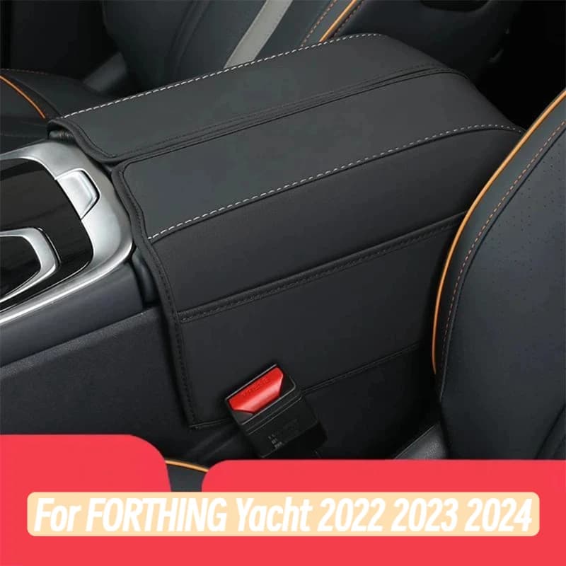 For FORTHING Yacht 2022 2023 2024 Leather Car Armrest Storage box cover trim protective Frame Auto interior Accessories