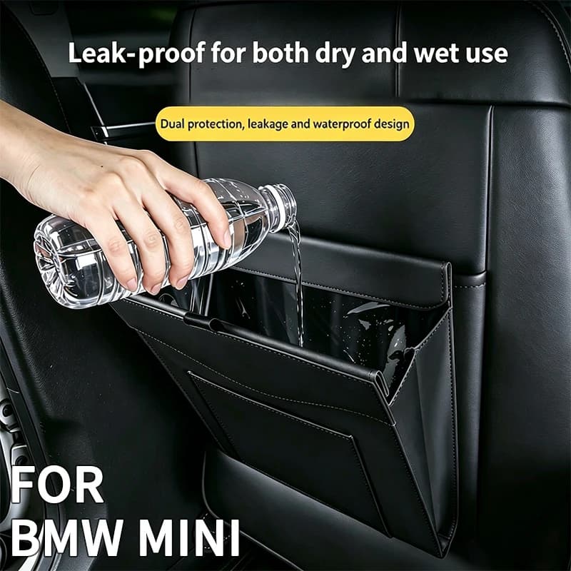 For BMW Mini Cooper Clubman Countryman R55 R56 R57 Easy Installation Car Trash Bag Ceat Back Large Capacity Trash Organizer Bag