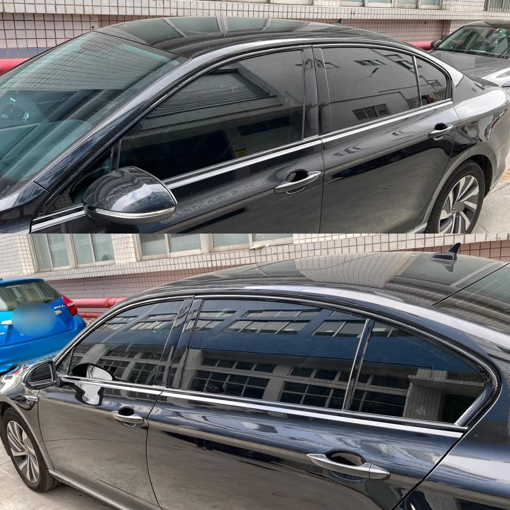 For Volkswagen Passat B8 2017-2023 Europe Sedan Window Chrome Remote Dimming Racks ABC Glossy Black Stickers