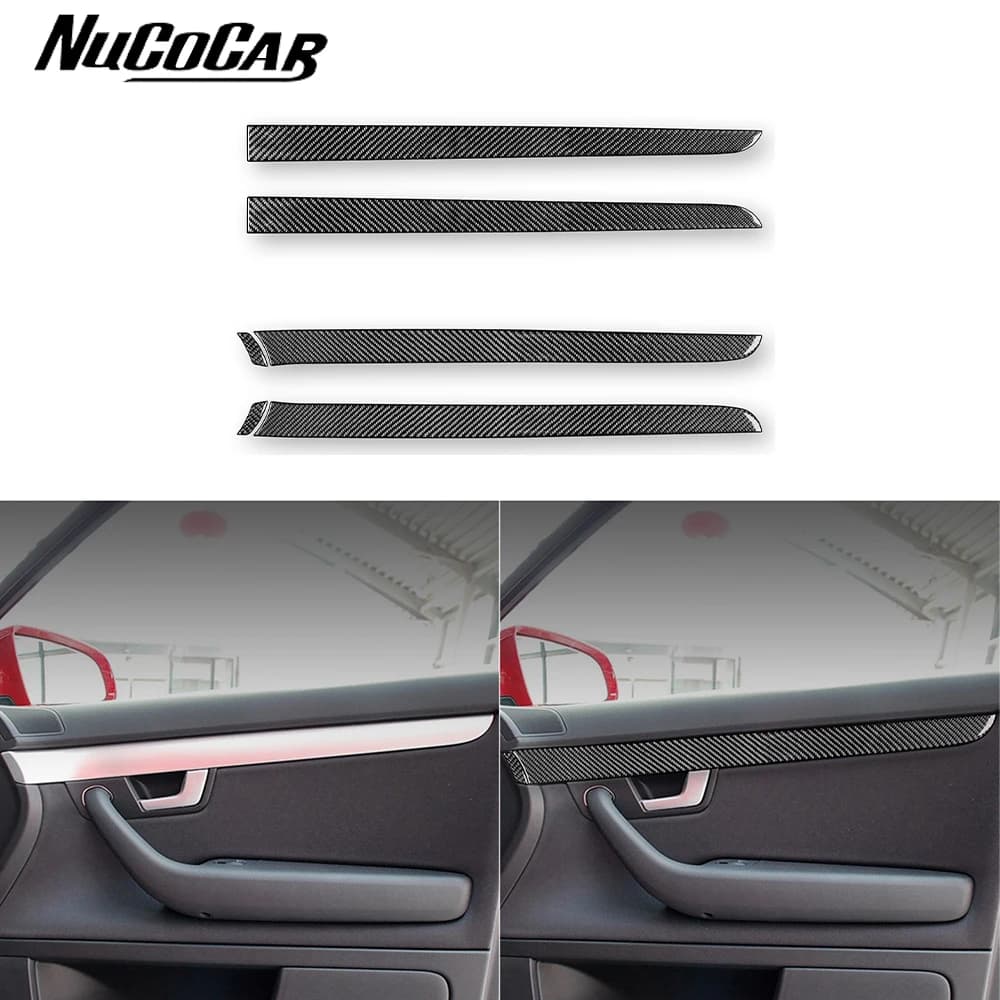 For Audi A4 S4 B7 2005-2008 Carbon Fiber Door panel trim strip Car Interior Accessories Decorative Stickers