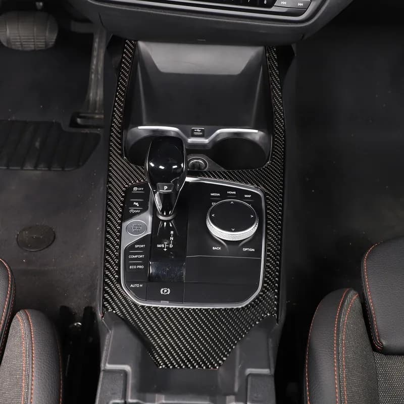 Real Carbon Fiber (Soft) For 2020+ BMW 2 Series (4-Door)  F44 （Left peptide）Center Console Gear Shift Panel Frame  Accessories