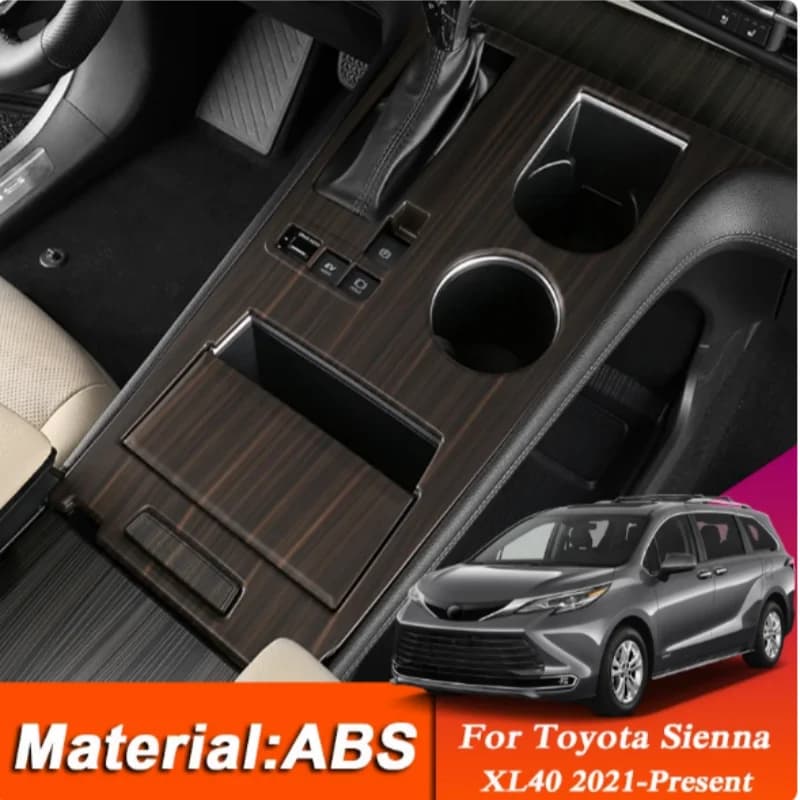 For Toyota Sienna 2021 2022 2023 2024 ABS Carbon Fiber Center Console Gear Shift Panel Frame Cover Trim Interior Car Accessories