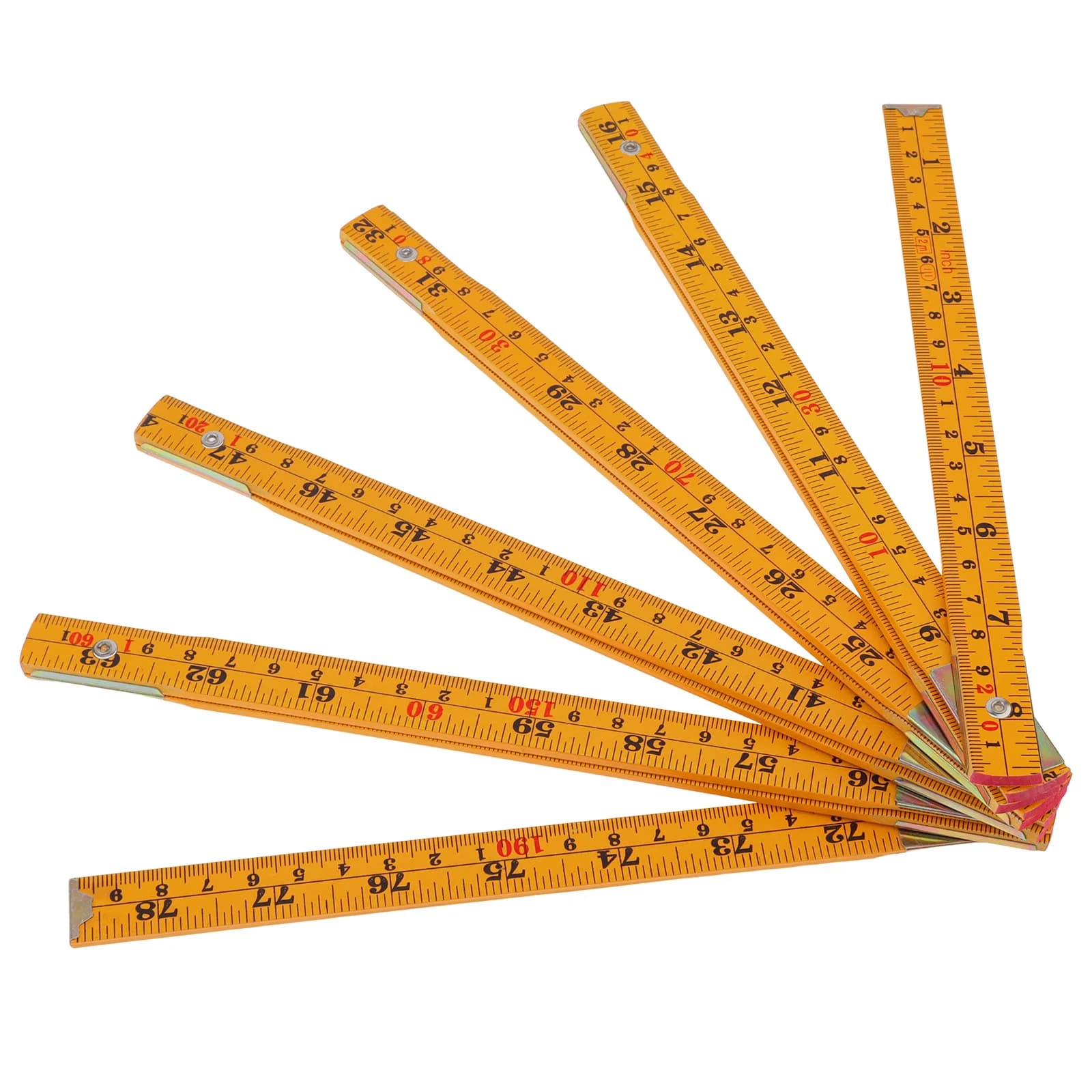 2M Wooden Foldable Ruler Metric Imperial Dual Scale Orange Folding Ruler for DIY Carpenter Woodworking Measuring Tool Drawing