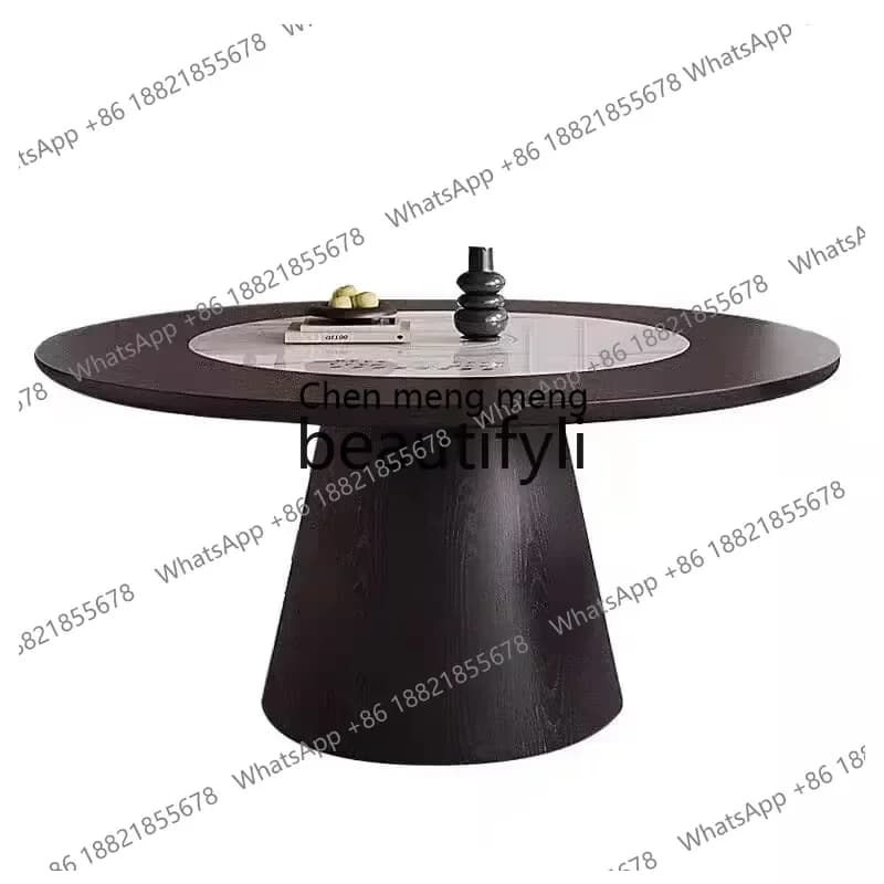 Y183ff Nordic medieval natural marble dining table Italian minimalist, embedded luxury stone high-end solid wood table