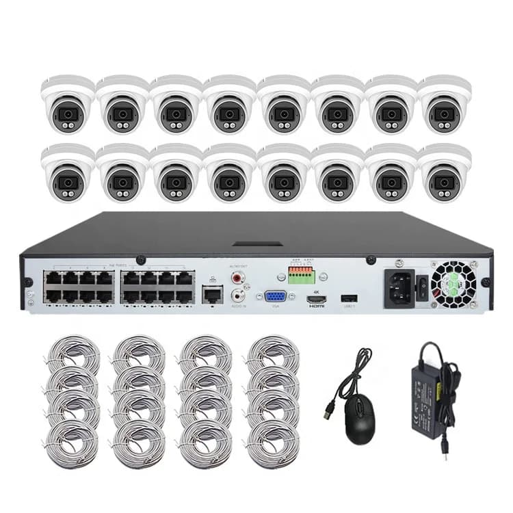 4K 16CH Full Color PoE Security Camera Systems Matel IP66 Audio Smart Dual Lens IP Camera 8CH 4CH IP Camera CCTV 8MP NVR Kit