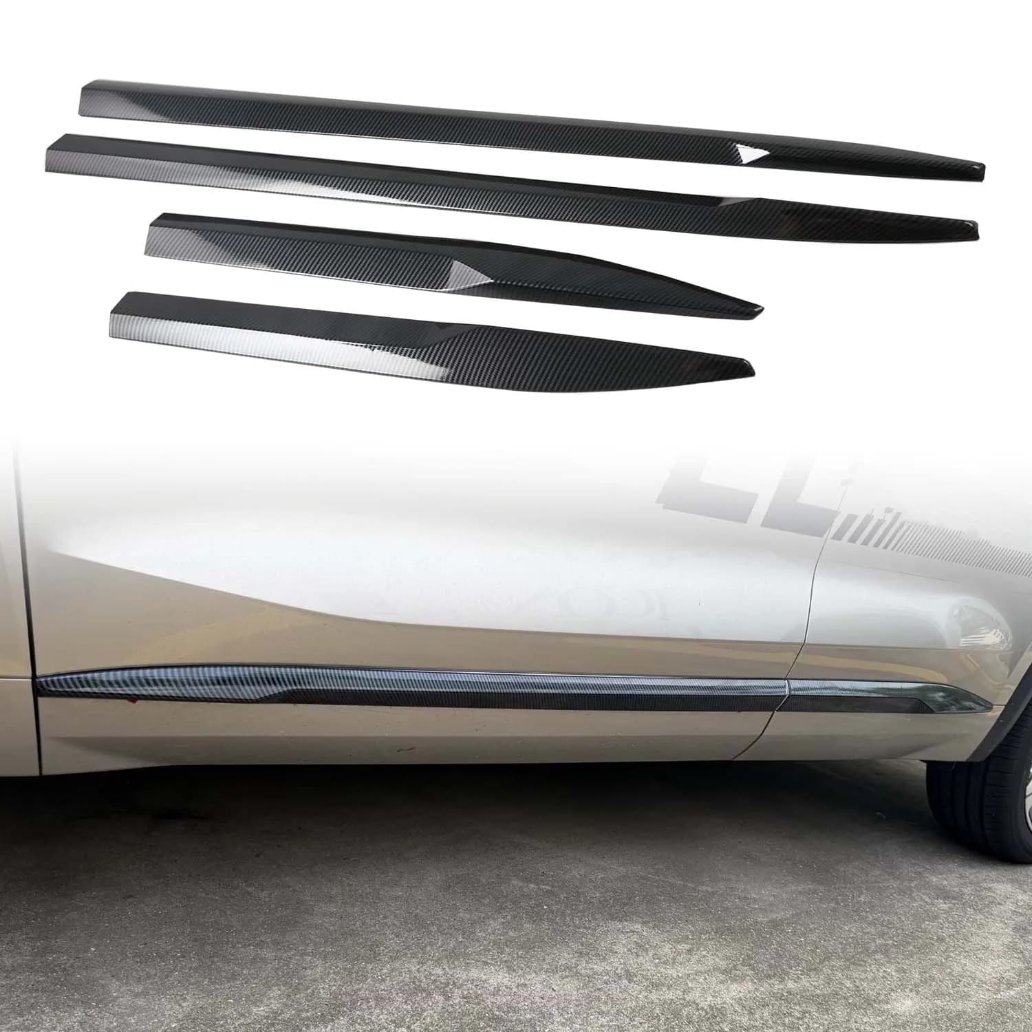 For Geely Monjaro,Volga K50 2026 ABS Carbon Fiber Style Door Side Molding Trim Car Body Side Door Strip Exterior Accessories 4pc