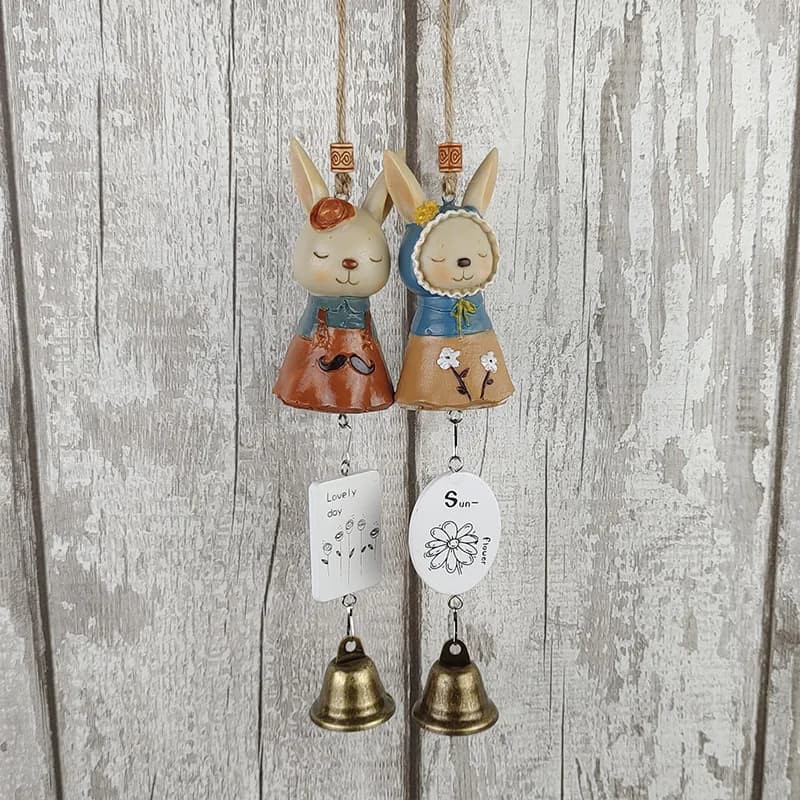 Japanese Wind Chimes Kawaii Cartoon Rabbit Wind Bell Window Hanging Ornaments DIY Craft Gifts for Home Garden Decorations