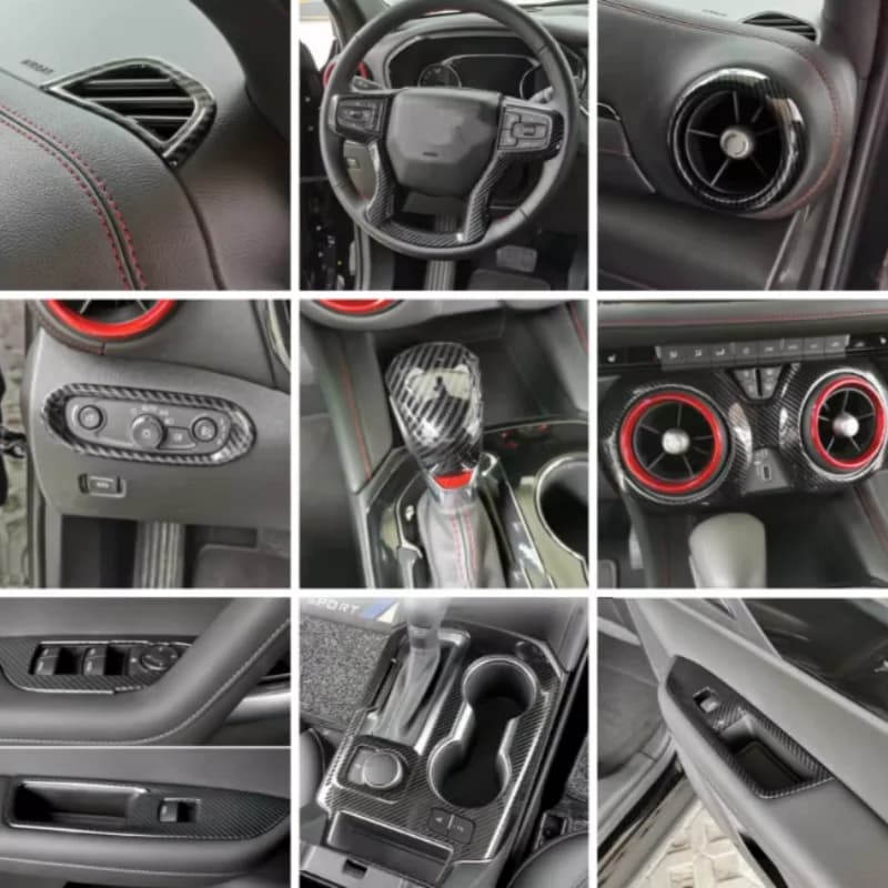 ABS Carbon Fiber Gear Shift Box Panel Cover Trim LHD For Chevrolet Blazer 2020 2021 2022