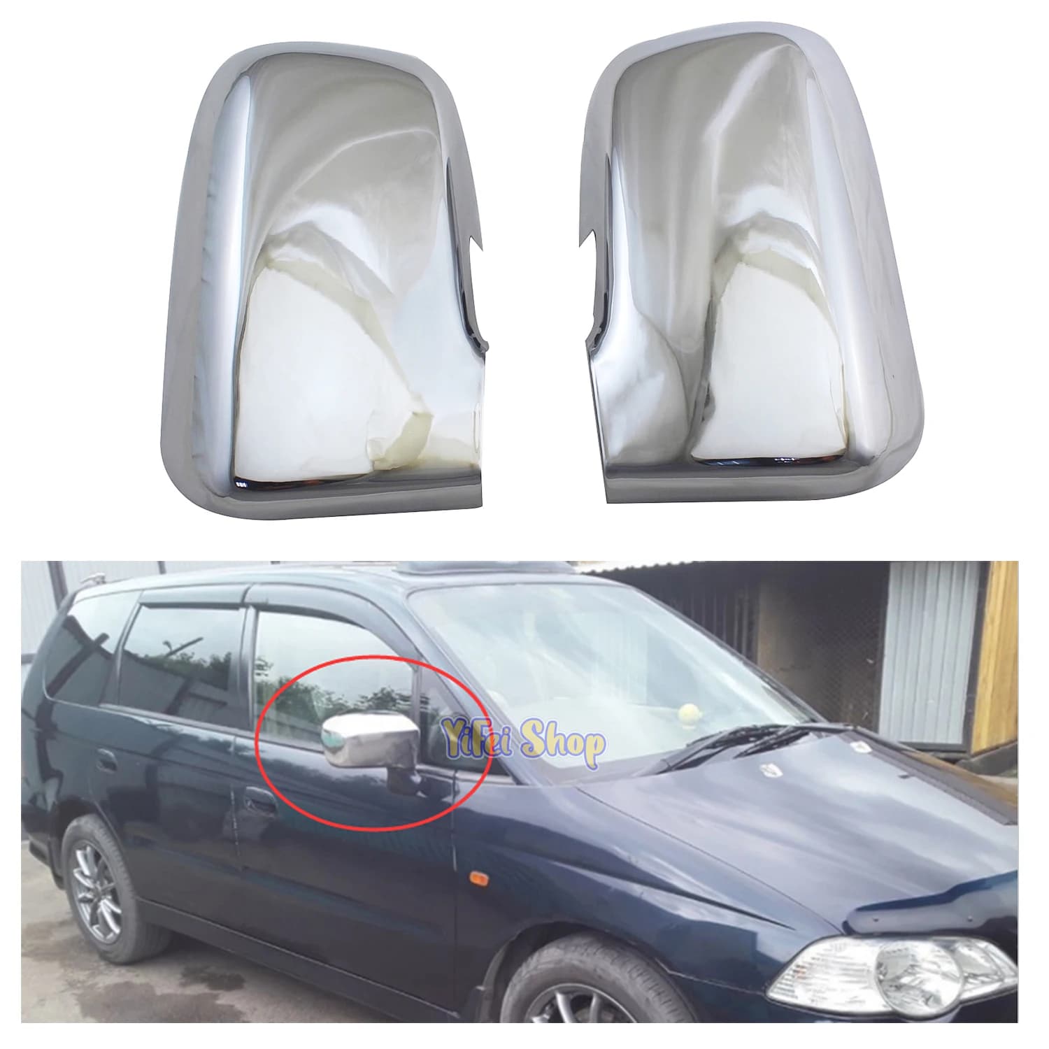 YOYO 2PCS Car Chrome Plated Rearview Accessories Door Mirror Covers Trim Paste Style For Honda Odyssey 2001 2002 2003 2004 2005