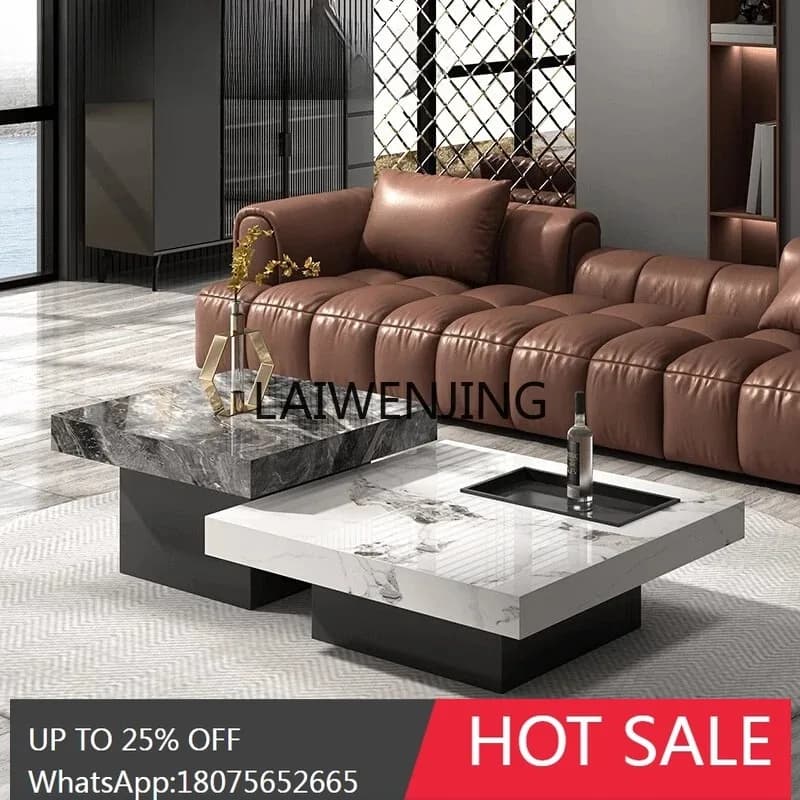 MJY Italian rock slab square coffee table combination light luxury high-end marble