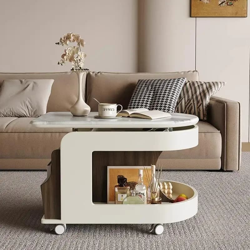 Wheels Aesthetic Coffee Table Modern Storage Lift Luxury Design Side Table Small Center Unique Mesa De Centro Sala Furniture