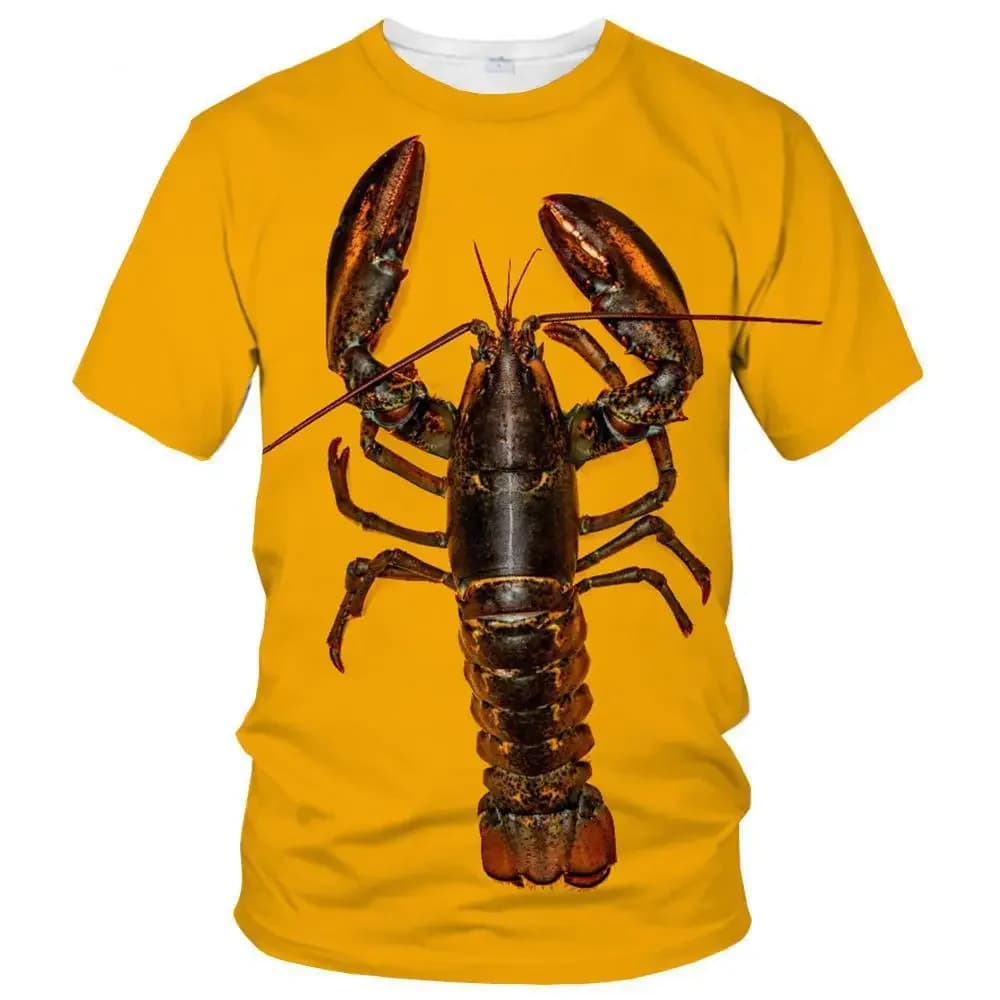 Leisure Ocean Lobster 3d Printed T-shirt For Men And Children Summer Fun Short Sleeved O-neck Fashion Beach Style Thin Top