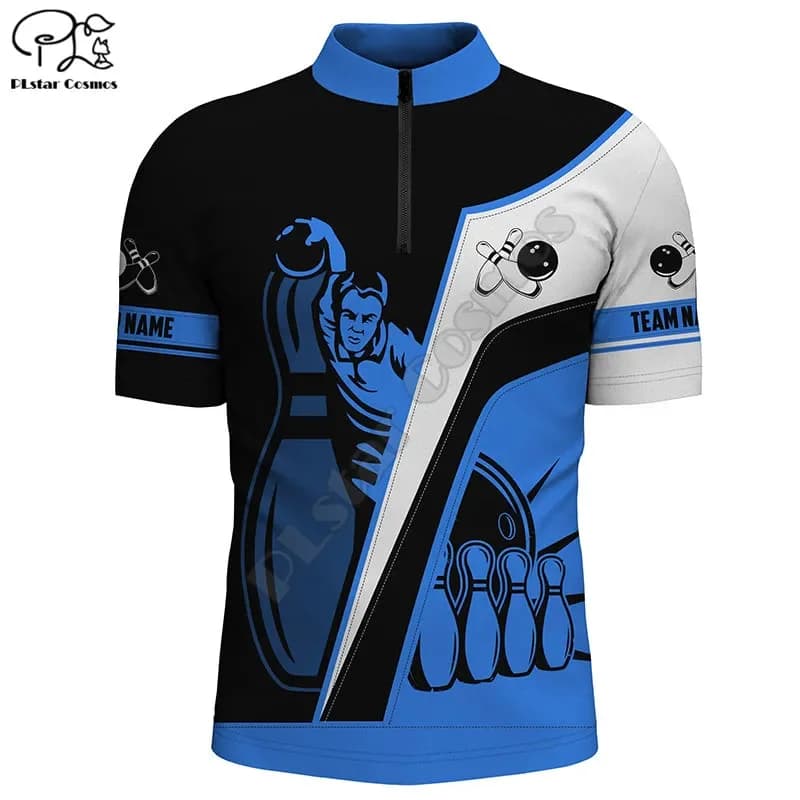 Men's bowling Quarter Zip shirts Personalized men's bowling jerseys bowling team jerseys 3D Printed Polo Shirts Tees Tops