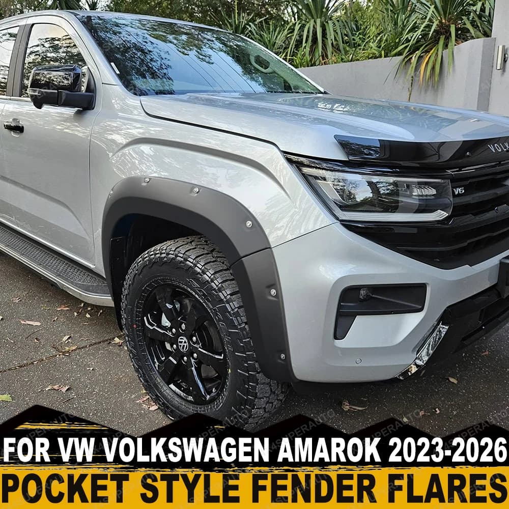 6'' Rivet Style Fender Flares Wheel Arch For VW Volkswagen Amarok 2023 2024 2025 2026 Double Cab 4X4 Off-Road With Sensor Holes
