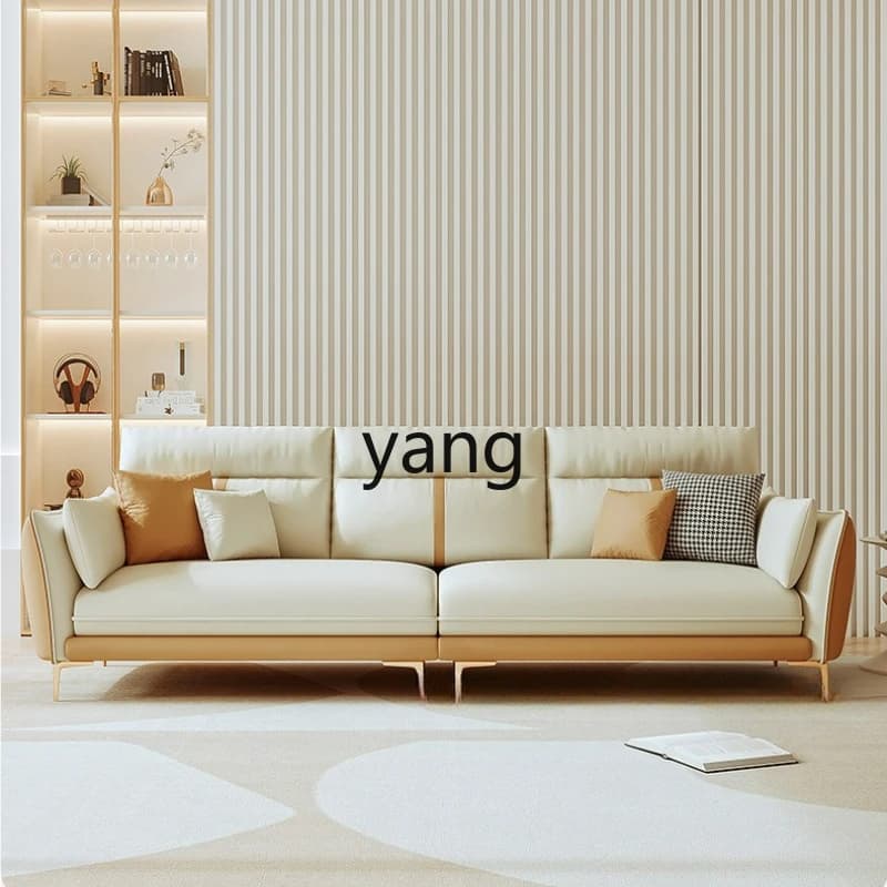 LTT first-layer cowhide sofa simple modern light luxury living room three-person color matching leather sofa
