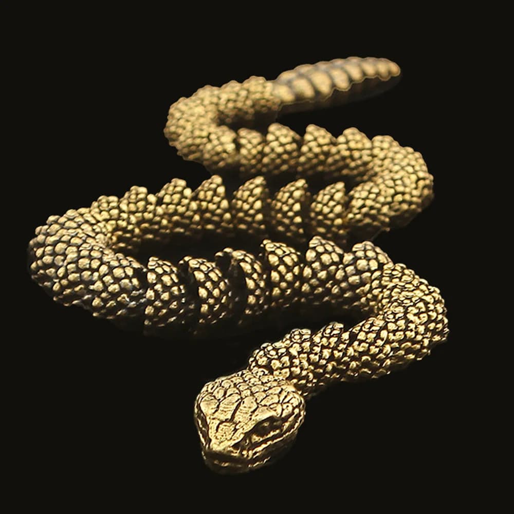 34cm Brass Rattlesnake Statue Movable Articulated Snake Ornament Vintage Desktop Crafts Office Home Decor Collection