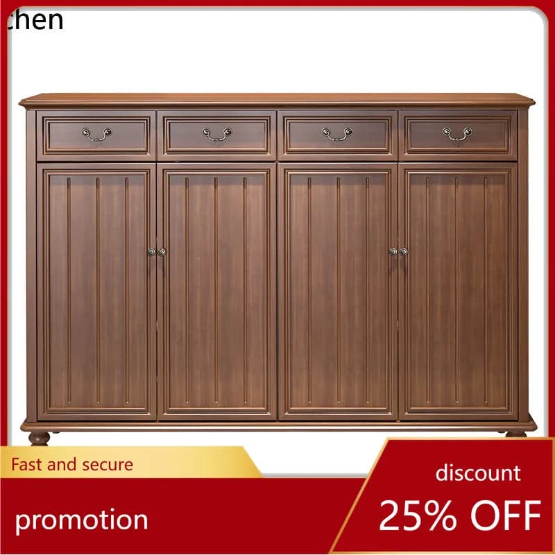 CZ Solid Wood Shoe Cabinet for Home Entrance, Large Capacity Storage Cabinet, Double Door Entryway Cabinet