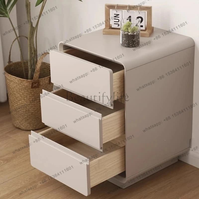 Cream Wind Bedside Table Minimalist Bedroom Bedside Cabinet Solid Wood Locker