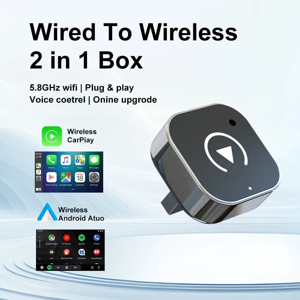 Universal Wireless CarPlay Android Auto Adapter 2026 New Upgrade, Wired to Wireless Dongle Plug & Play Auto Connection Car Acces