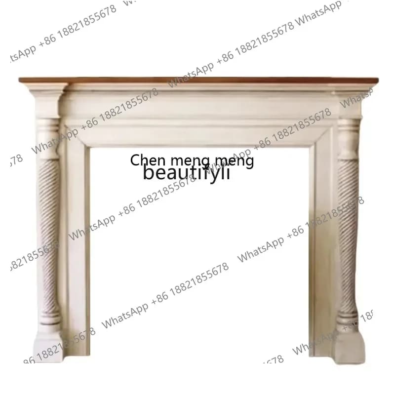 X CQYFrench retro solid wood mantel custom old heater living room independent electronic simulation fire